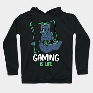 Cat; Gaming is Life; Gamer t-shirt Hoodie